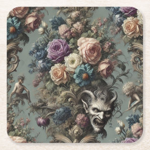 Little Demons Dare to Dream – Gothic Victorian Square Paper Coaster