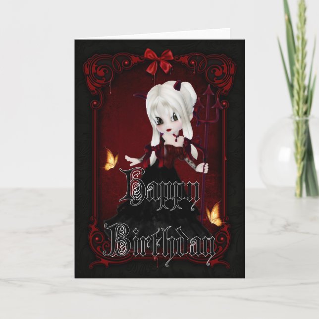 Little Devil 2 Gothic Happy Birthday Card (Front)
