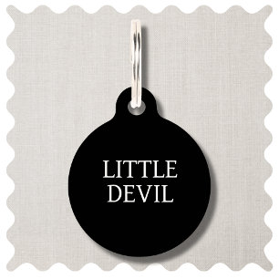 Little Devil Funny Black Dog Round Pet Tag