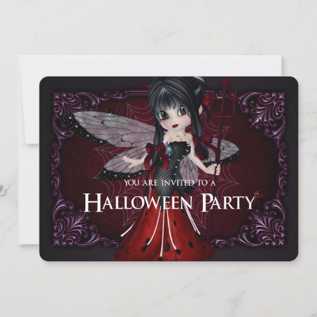 Little Devil Ladybug Fantasy Halloween Invite 1 (Front)