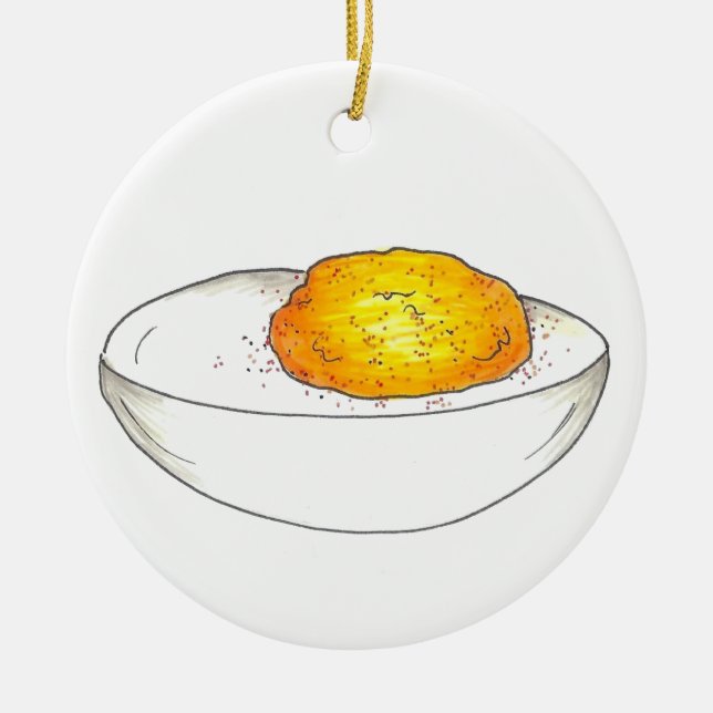 Little Devil Picnic Style Deviled Pickled Egg Ceramic Ornament (Front)