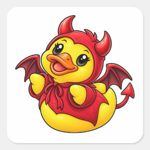 Little Devil Rubber Duck Halloween Costume Square Sticker