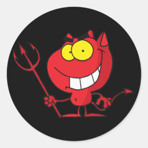 Little Devil With Pitchfork Classic Round Sticker