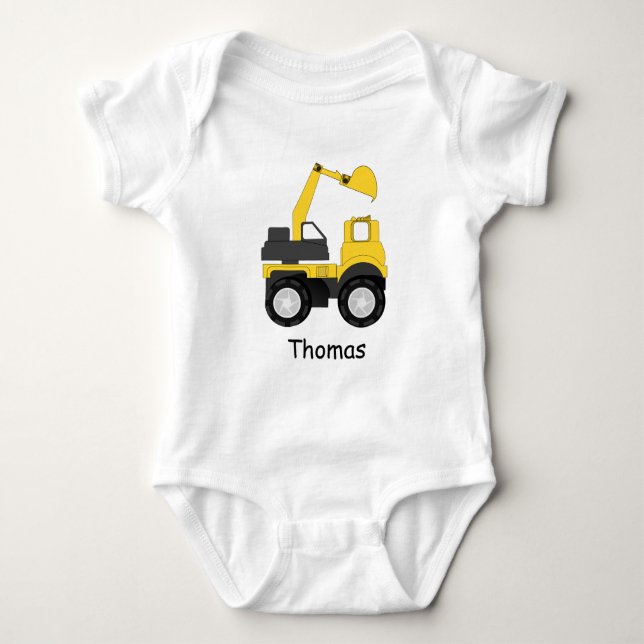 Little Digger Personalised Baby Bodysuit (Front)