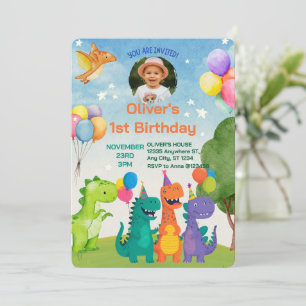 Little Dino 1st Birthday Invitation