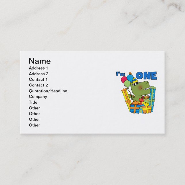 Little Dino 1st Birthday T shirts and Gifts Business Card (Front)