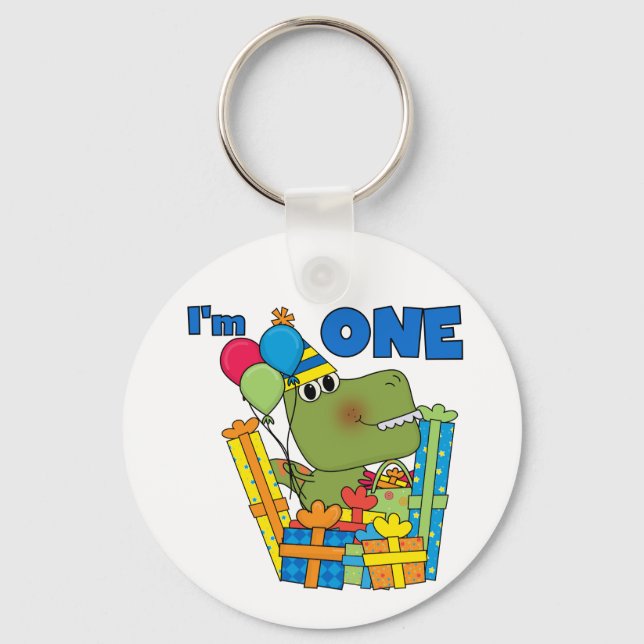 Little Dino 1st Birthday T shirts and Gifts Key Ring (Front)