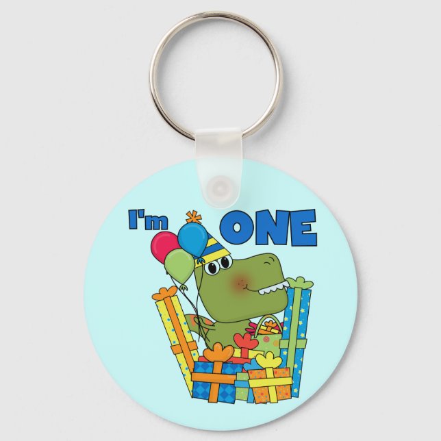 Little Dino 1st Birthday T shirts and Gifts Key Ring (Front)