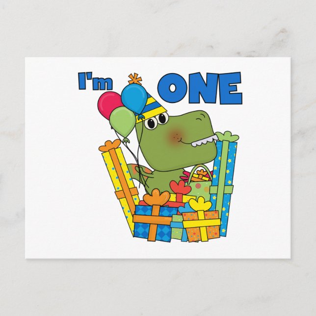 Little Dino 1st Birthday T shirts and Gifts Postcard (Front)