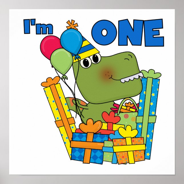 Little Dino 1st Birthday T shirts and Gifts Poster (Front)