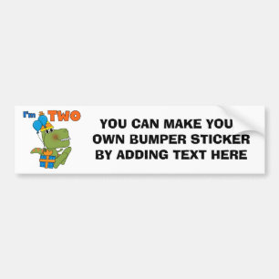 Little Dino 2nd Birthday Tshirts and Gifts Bumper Sticker