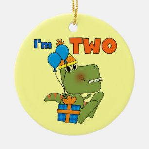 Little Dino 2nd Birthday Tshirts and Gifts Ceramic Ornament