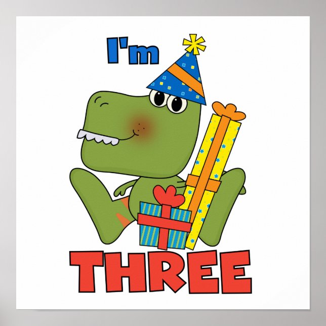 Little Dino 3rd Birthday Tshirts and Gifts Poster (Front)