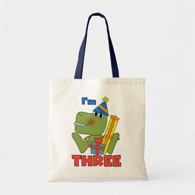 Little Dino 3rd Birthday Tshirts and Gifts Tote Bag (Front)