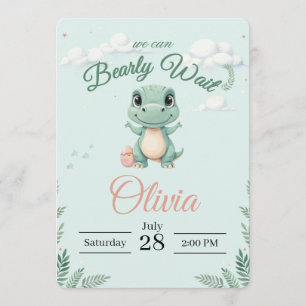 Little Dino Adventure Watercolor Dinosaur Baby Sho Invitation