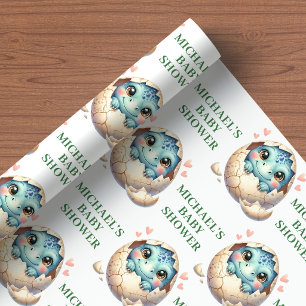 Little Dino Baby Shower Wrapping Paper Hatching 