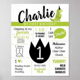 Little Dino Dinosaur Theme Stomp and Chomp  Green Poster