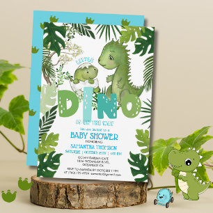 Little Dino Is On The Way Boy Baby Shower  Invitation