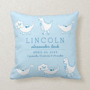 Little Dinos Birth Information Pillow