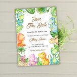 Little Dinosaur Baby Shower Save The Date Invitation<br><div class="desc">Watercolor Cute Dinosaur Baby Shower Save The Date Card. Matching items available.</div>