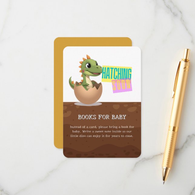 Little Dinosaur Hatching Soon Enclosure Card (Front/Back In Situ)