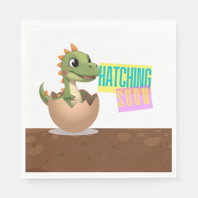 Little Dinosaur Hatching Soon Napkin (Front)