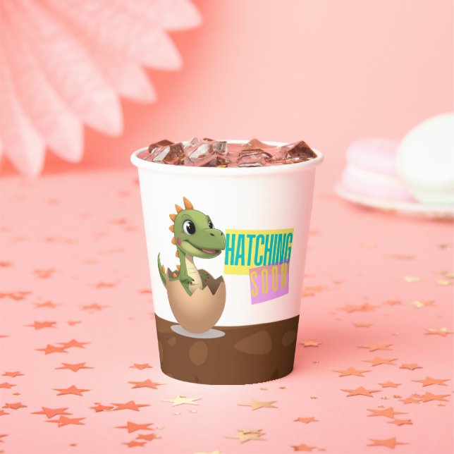 Little Dinosaur Hatching Soon Paper Cups (Insitu)