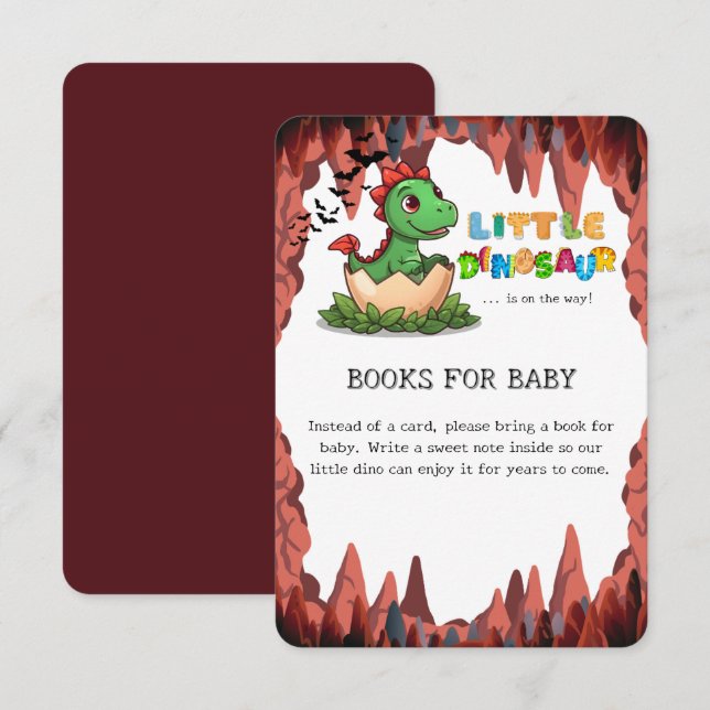 Little Dinosaur Is on the Way Books for Baby Enclosure Card (Front/Back)