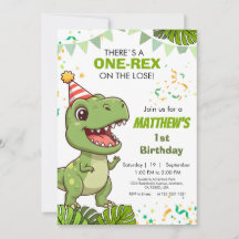 Little Dinosaur Roar First Party Invitation