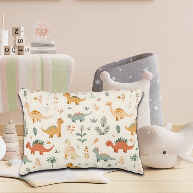 Little Dinosaurs Beige Neutral Tones Decorative Cushion (Creator Uploaded)