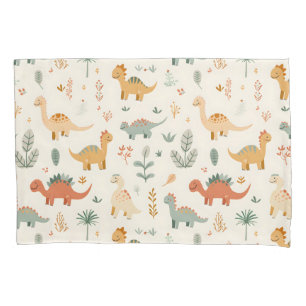 Little Dinosaurs Beige Neutral Tones Pillowcase