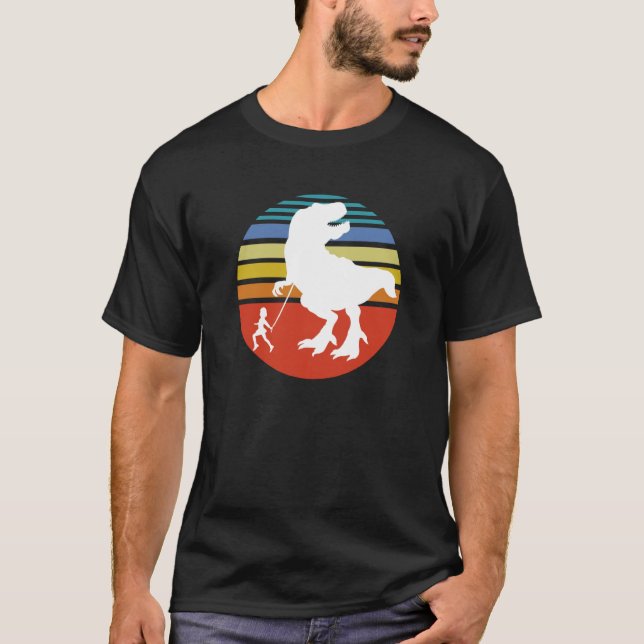 Little Dirl walking her Tyrannosaurus Rex T-Shirt (Front)