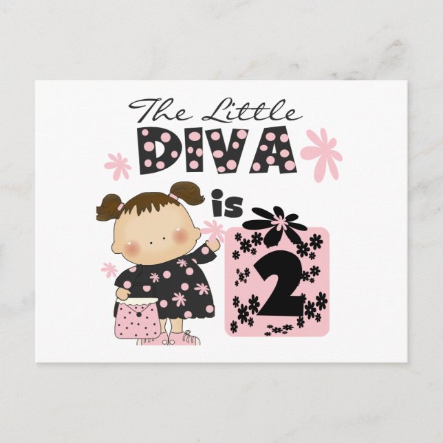 Little Diva 2nd Birthday Tshirts and Gifts Postcard (Front)
