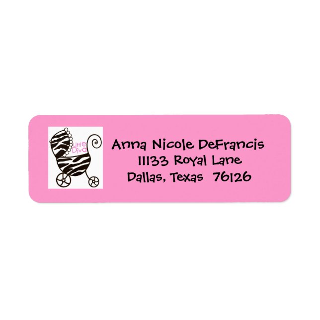 Little Diva Baby Buggy Return Address Label / Pink (Front)