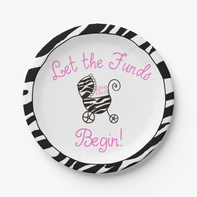 "Little Diva" Let the Funds Begin! Paper Plate (Front)