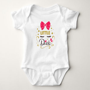 Little Diva Typography Baby Girl Pink Baby Bodysuit