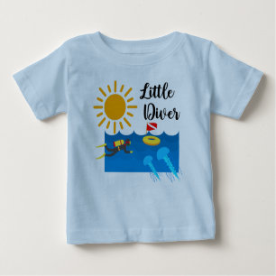 Little Diver with Jelly Fish - Baby Fine Jersey T- Baby T-Shirt