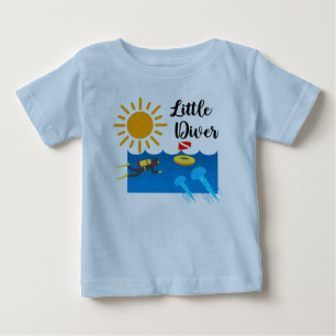 Little Diver with Jelly Fish - Baby Fine Jersey T- T-Shirt