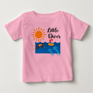 Little Diver with Jelly Fish - Baby Fine Jersey T- T-Shirt