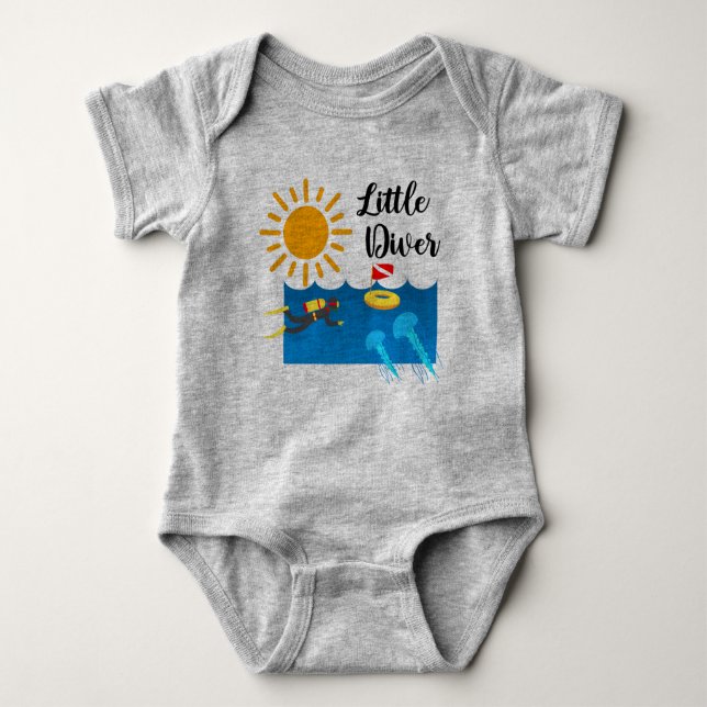 Little Diver with Jelly Fish - Baby Jersey Bodysui Baby Bodysuit (Front)