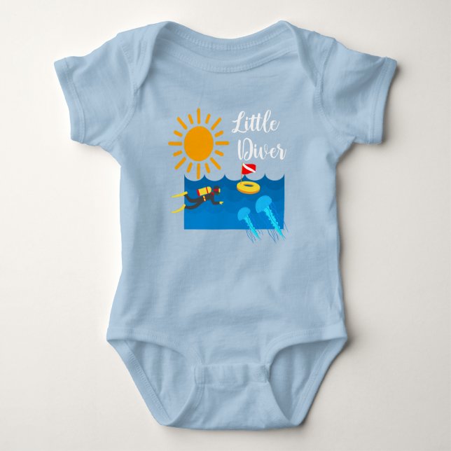 Little Diver with Jelly Fish - Baby Jersey Bodysui Baby Bodysuit (Front)