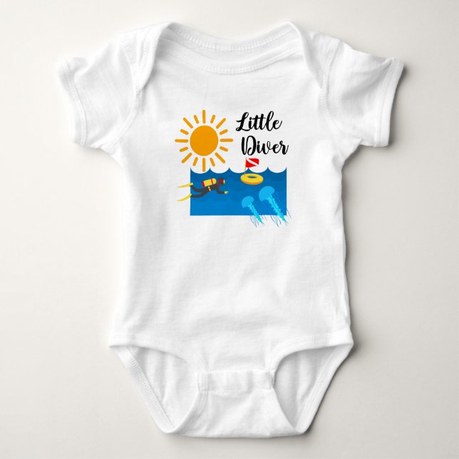 Little Diver with Jelly Fish - Baby Jersey Bodysui Bodysuit (Front)