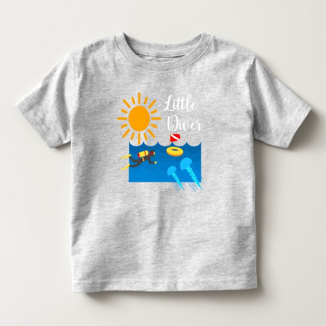 Little Diver with Jelly Fish - Toddler Fine Jersey Toddler T-Shirt (Front)