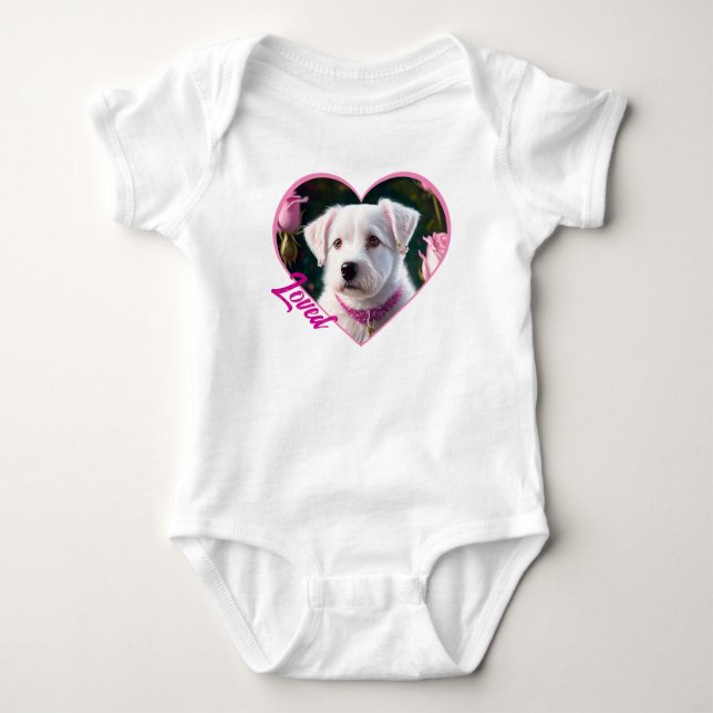 Little Dog And Rose Collection Baby Bodysuit (Front)