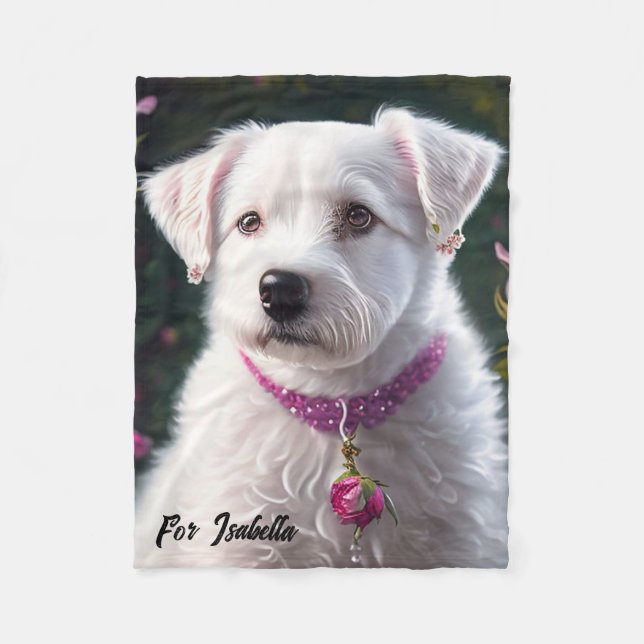 Little Dog And Rose Collection Fleece Blanket (Front)