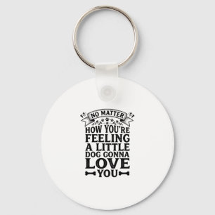 Little Dog Love You Vintage Typography Design_1 Key Ring