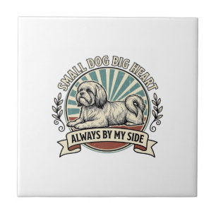 Little Dog Lover Shirt Vintage Engraved Companion Ceramic Tile