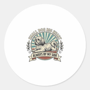 Little Dog Lover Shirt Vintage Engraved Companion Classic Round Sticker