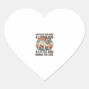 Little Dog Lover Vintage Bulldog Quote Shirt_1 Heart Sticker