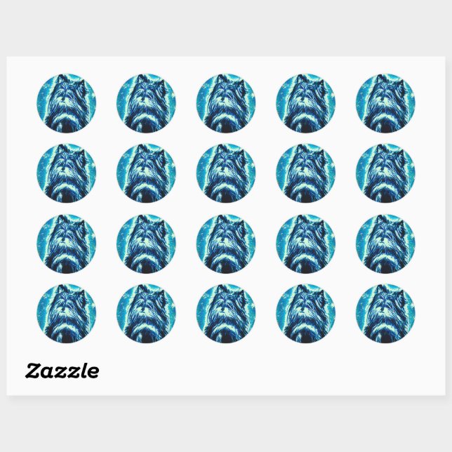 Little Doggy in blue Classic Round Sticker (Sheet)